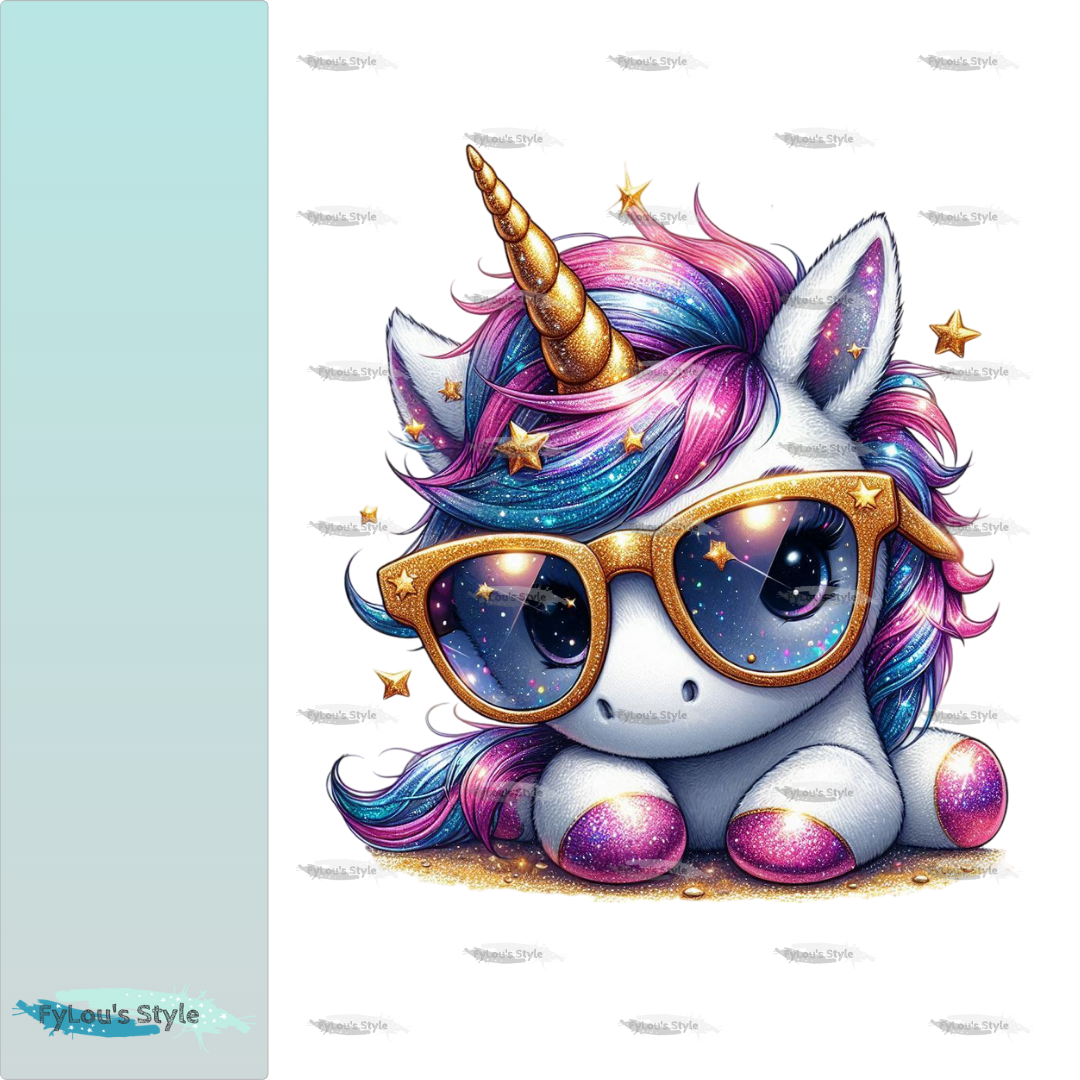 Bügelbild Cool Glitzer Einhorn #2 Fylou's Style