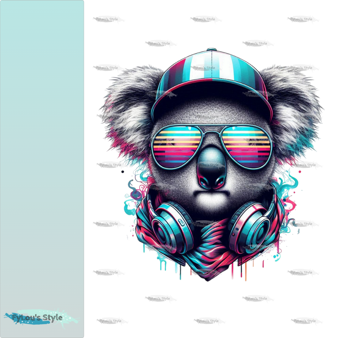 Bügelbild Cool Musik Koala Fylou's Style