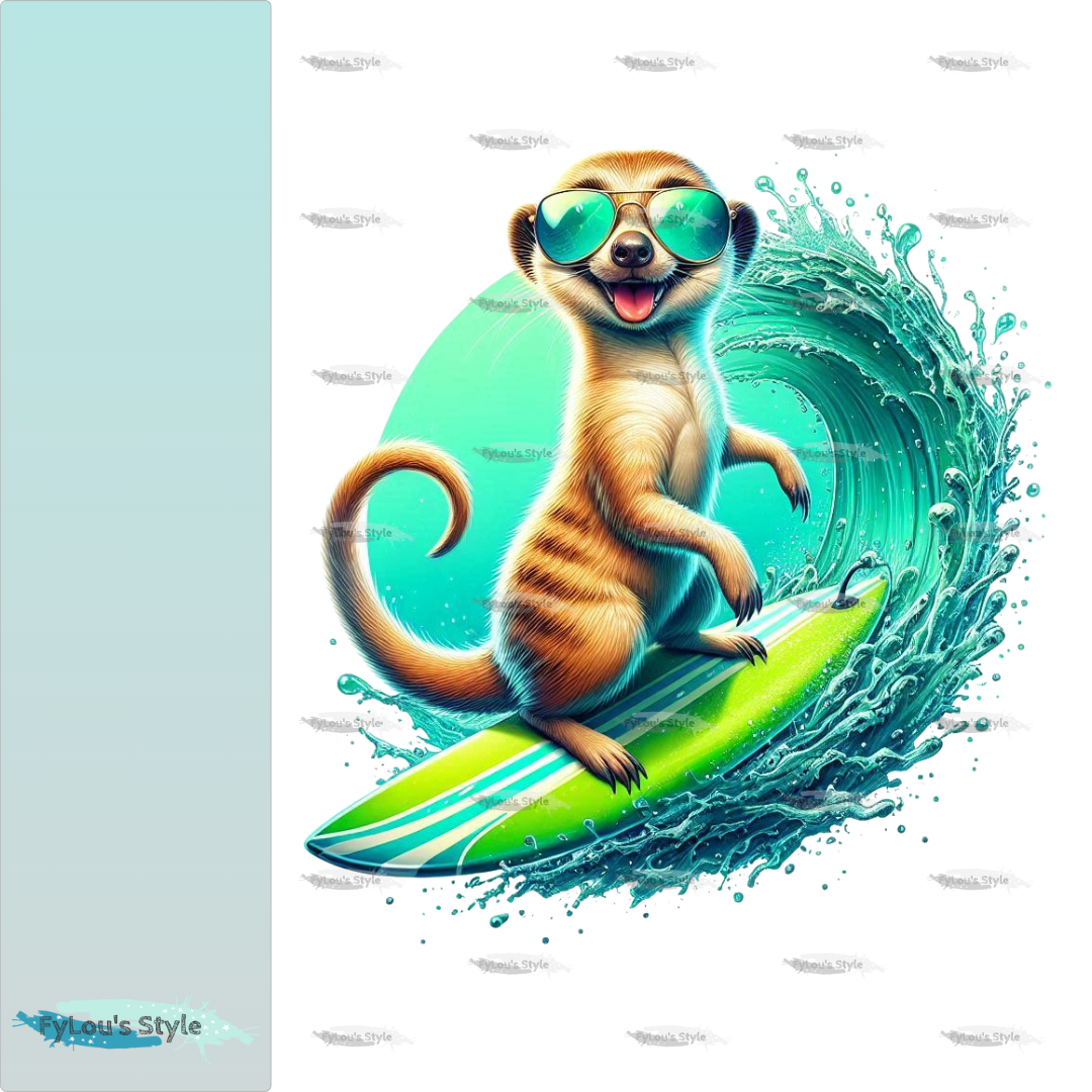 Bügelbild Cool Surfer Erdmännchen #1 Fylou's Style
