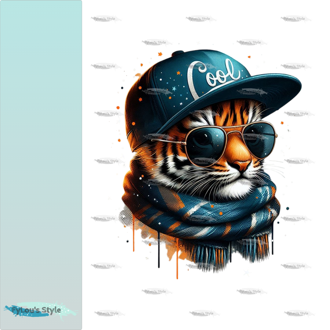 Bügelbild Cool Tiger mit Cap Fylou's Style