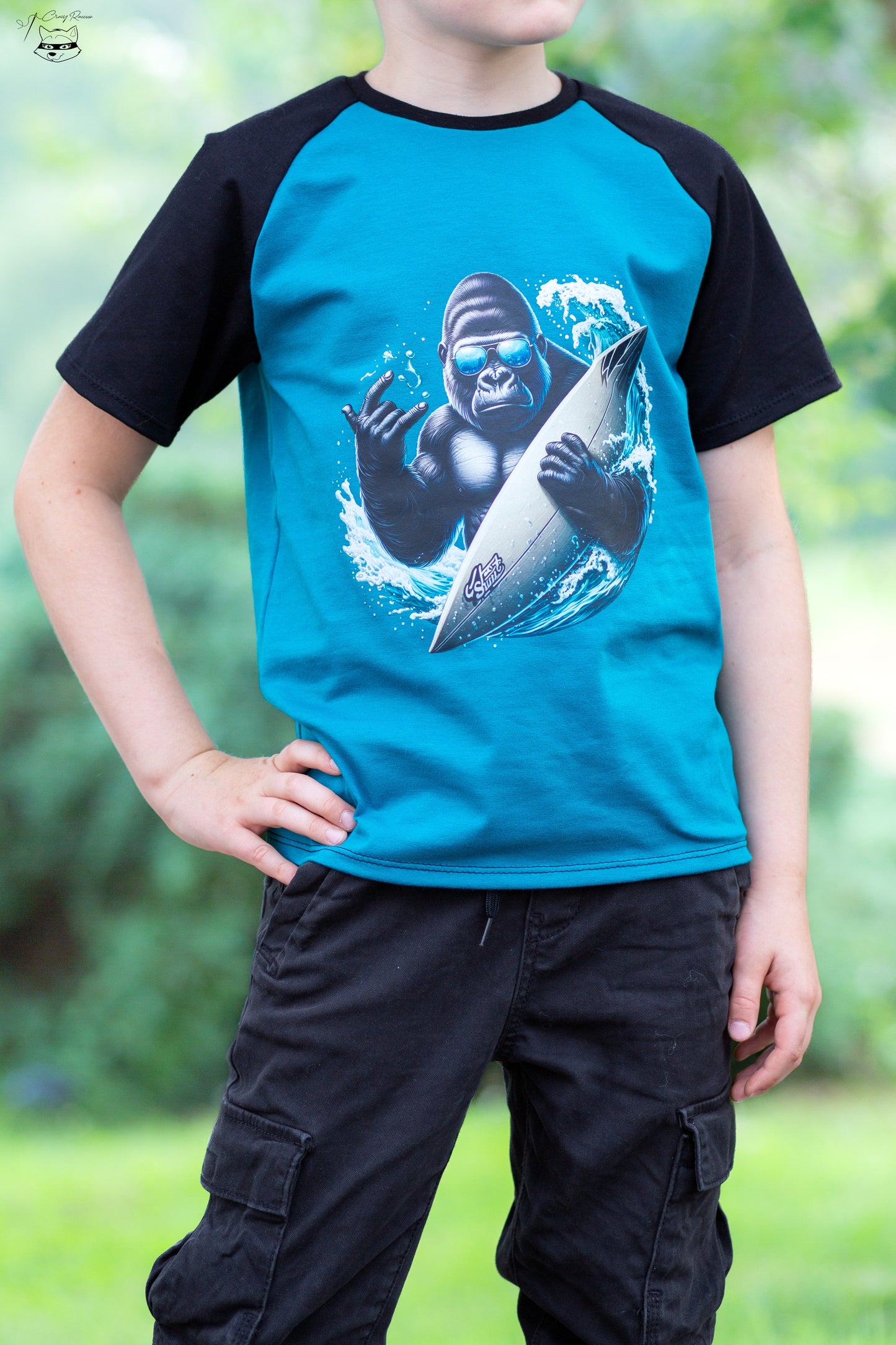Bügelbild Gorilla mit Surfboard #1 Fylou's Style