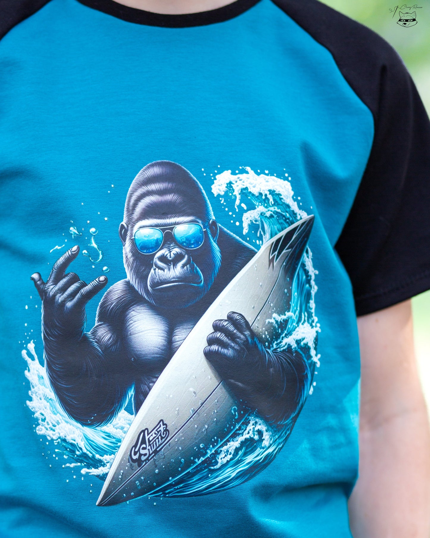 Bügelbild Gorilla mit Surfboard #1 Fylou's Style