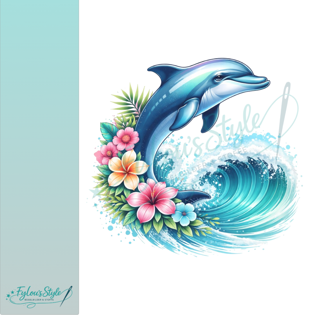 Bügelbild Delfin auf Welle