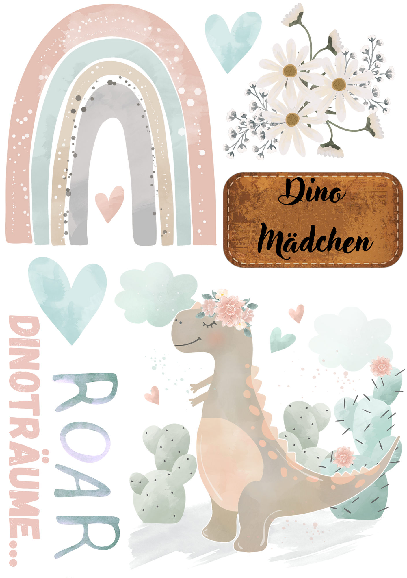 Bügelbild Bogen Dino Girl Fylou's Style