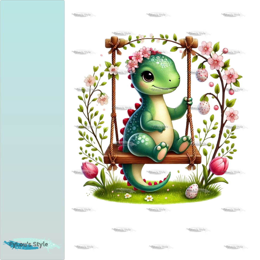 Bügelbild Dino auf Schaukel #1 Fylou's Style