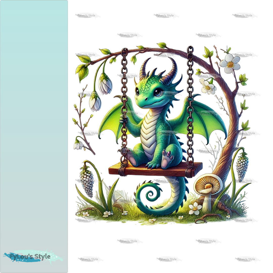 Bügelbild Drache auf Schaukel #5 Fylou's Style