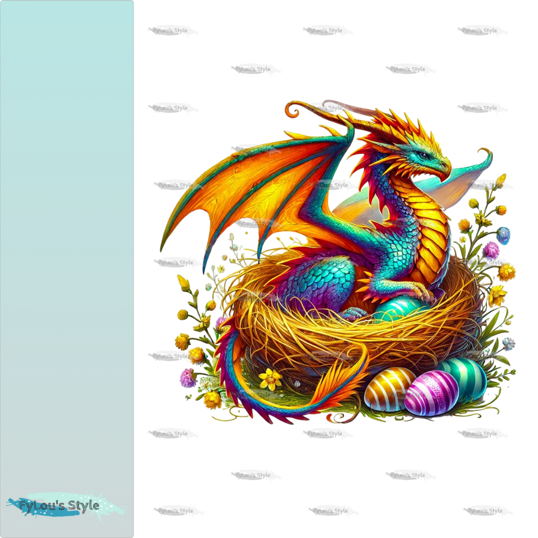 Bügelbild Drache im Osternest #1 Fylou's Style