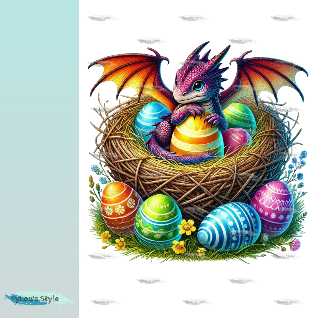 Bügelbild Drache im Osternest #2 Fylou's Style