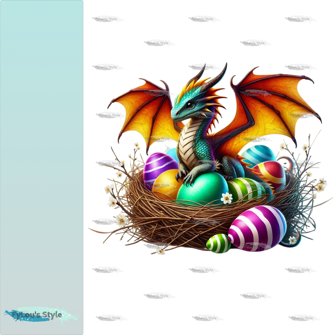 Bügelbild Drache im Osternest #3 Fylou's Style