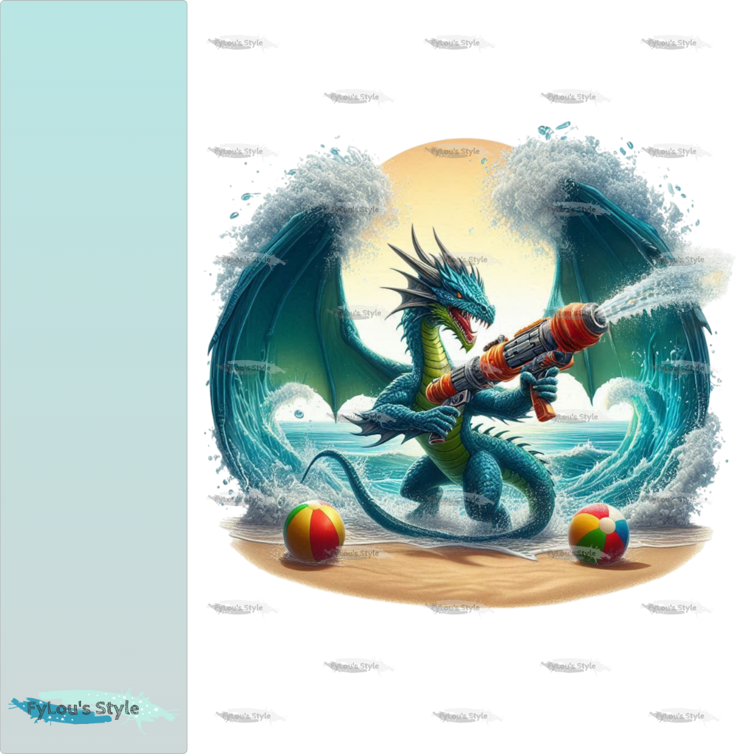 Bügelbild Drache mit Wasserpistole #2 Fylou's Style