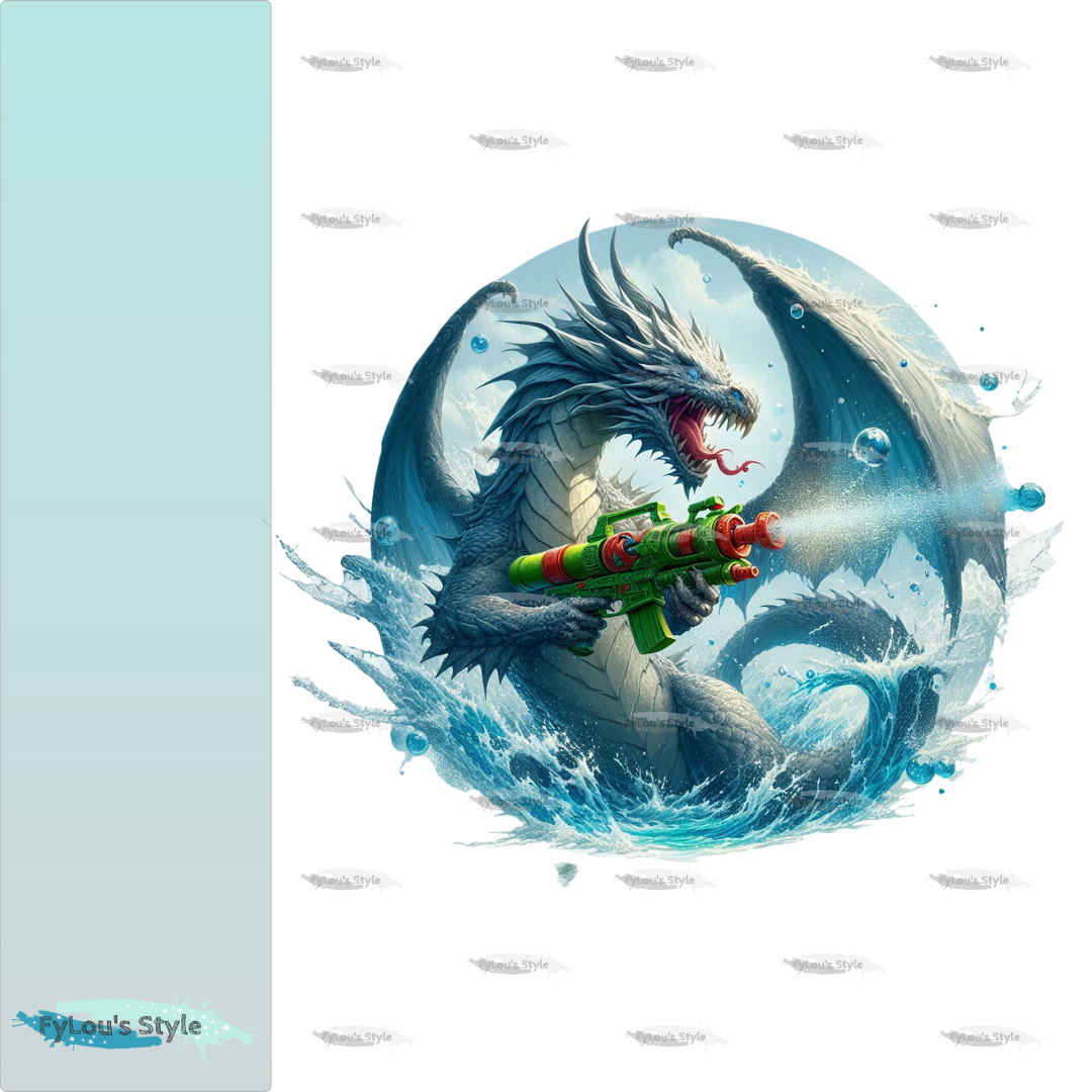 Bügelbild Drache mit Wasserpistole #4 Fylou's Style