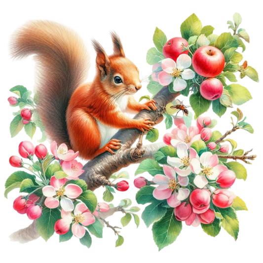 Bügelbild Eichhörnchen auf Apfelbaum Fylou's Style