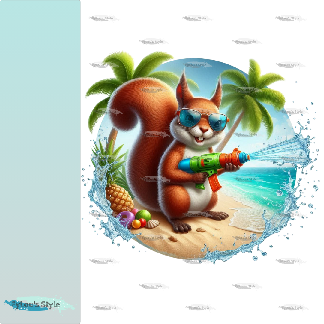 Bügelbild Eichhörnchen mit Wasserspritzpistole #2 Fylou's Style