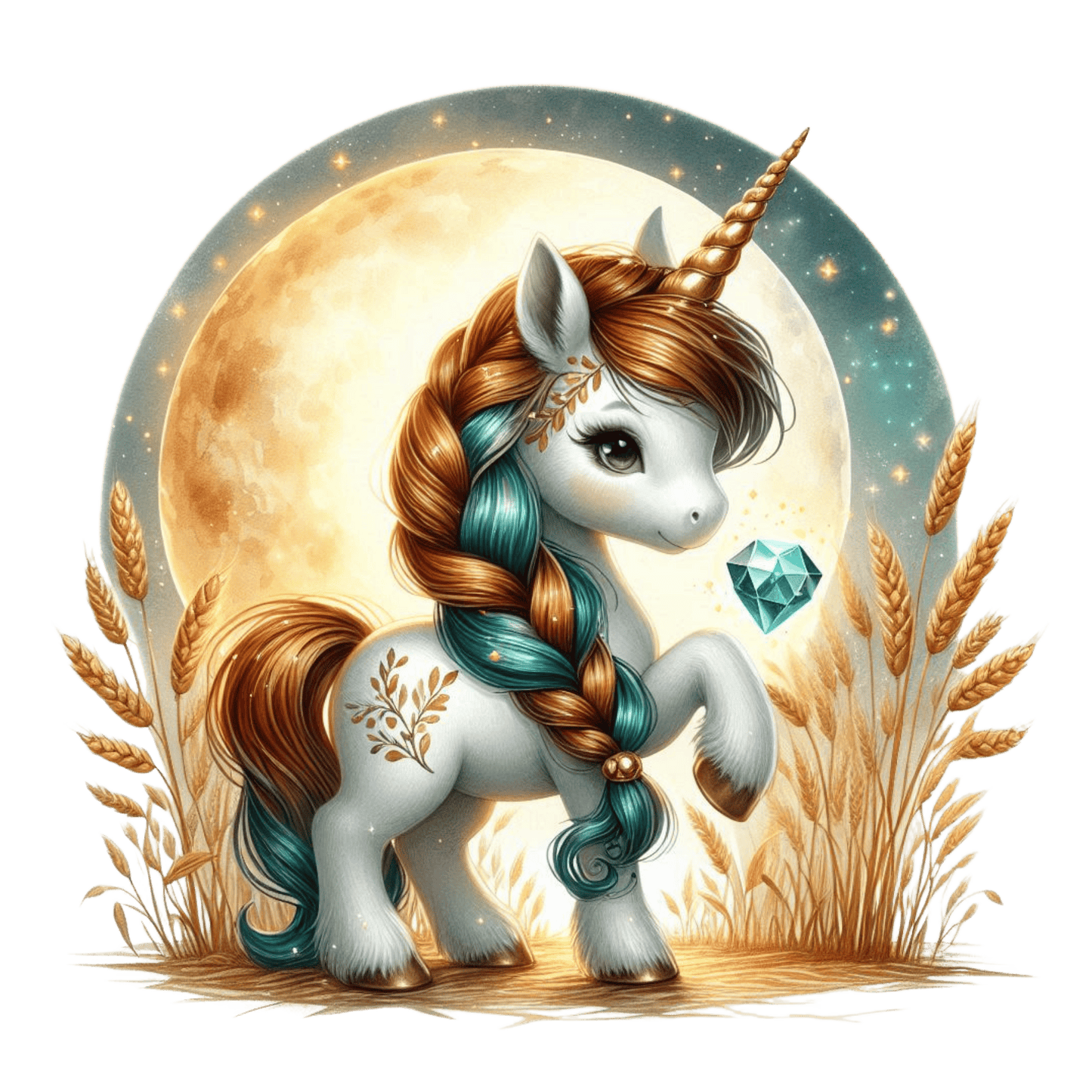 Bügelbild Einhorn Ernte Mond #2