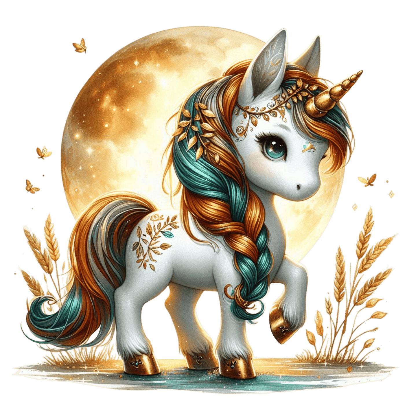Bügelbild Einhorn Ernte Mond #3