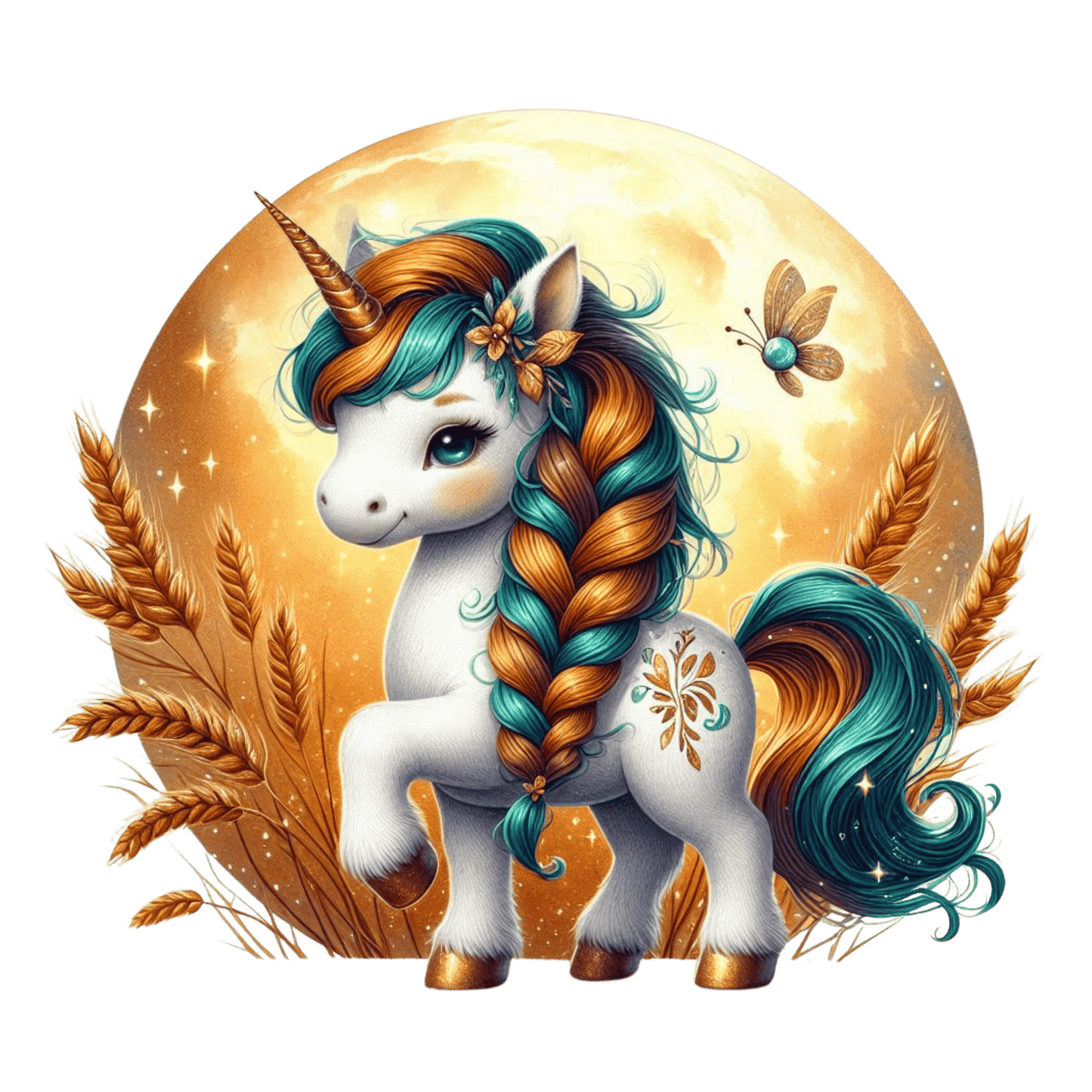 Bügelbild Einhorn Ernte Mond #8