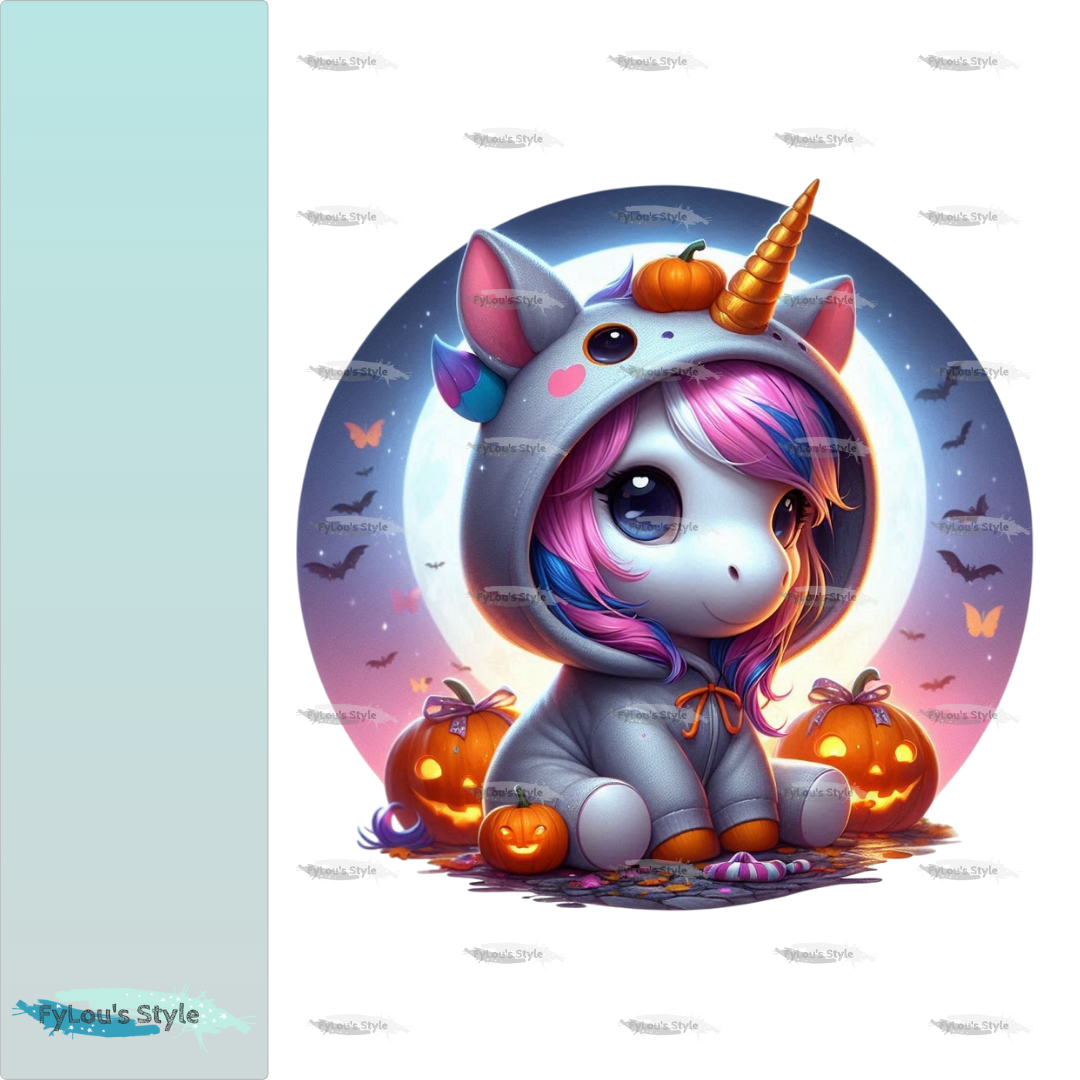 Bügelbild Einhorn Halloween #3