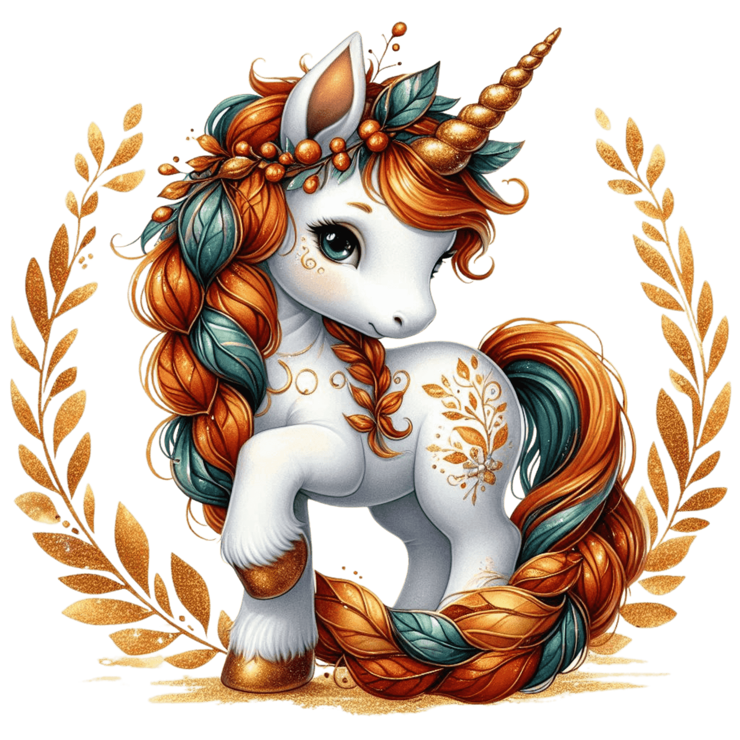Bügelbild Einhorn Herbst Girlande #8