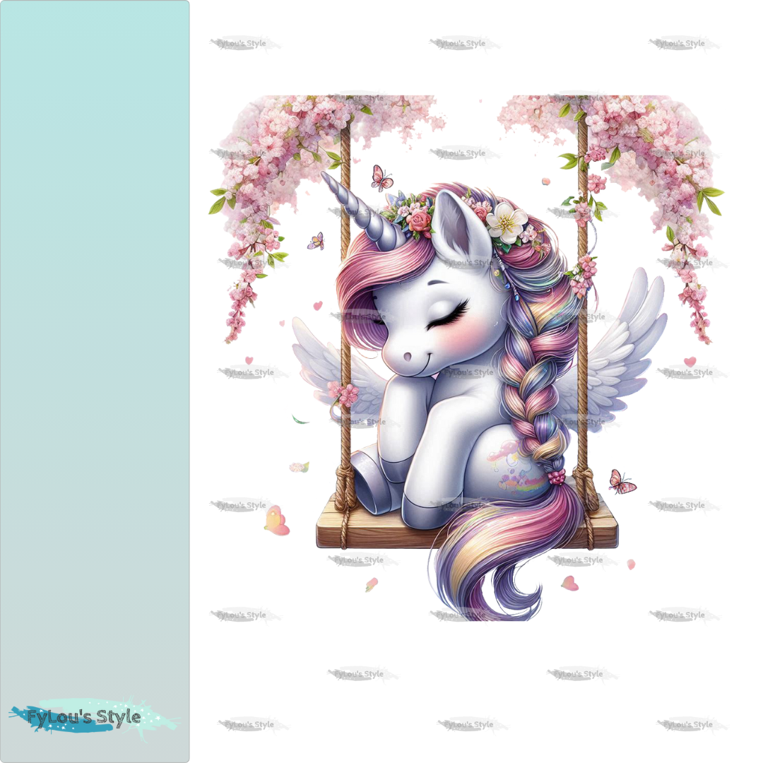 Bügelbild Einhorn auf Schaukel #1 Fylou's Style