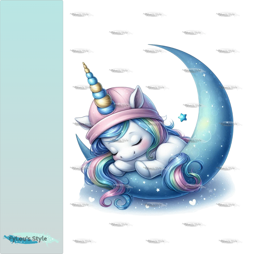 Bügelbild Einhorn schlafend im Mond #1 Fylou's Style