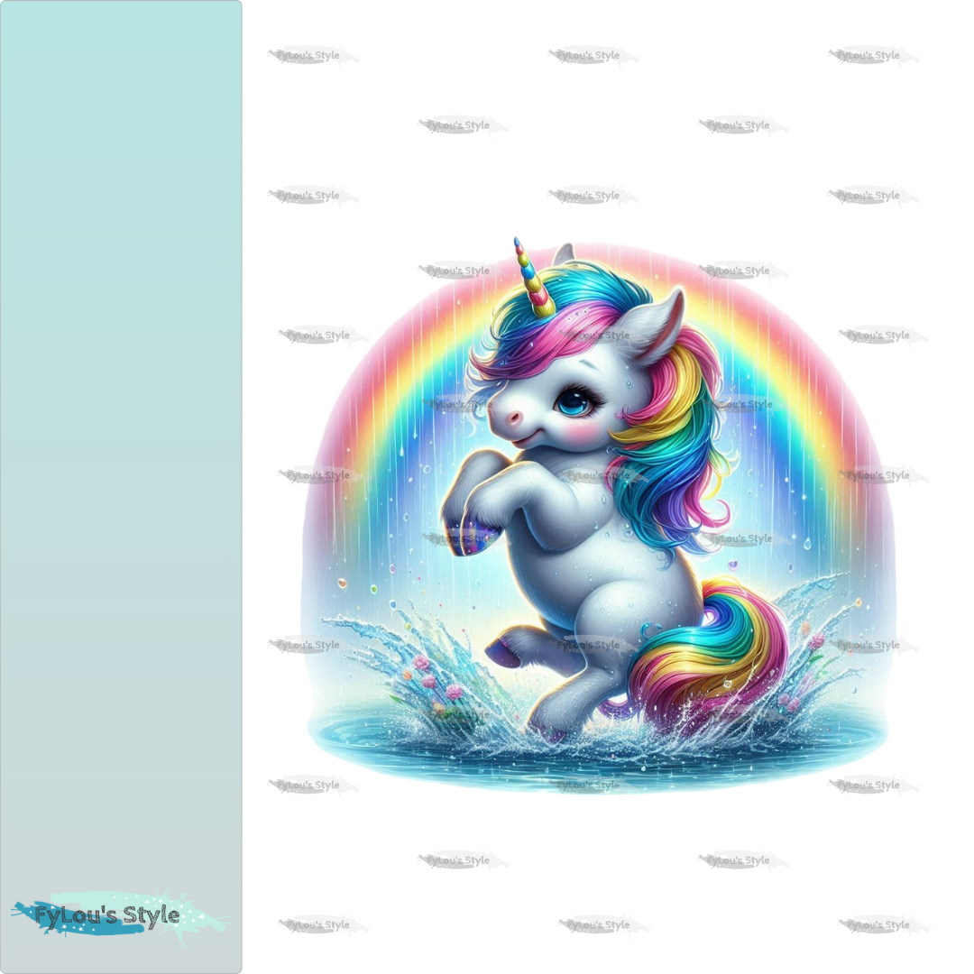 Bügelbild Einhorn tanzt unterm Regenbogen #1