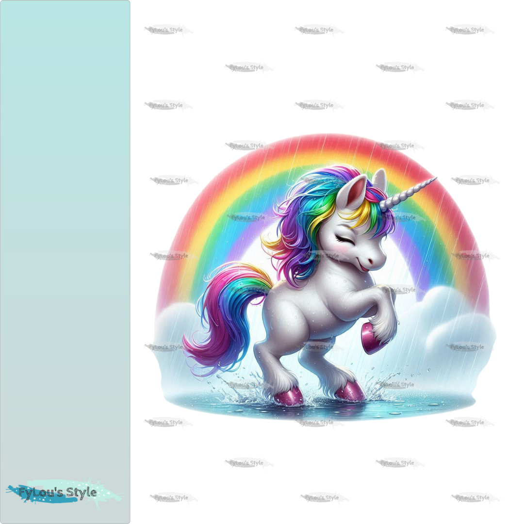 Bügelbild Einhorn tanzt unterm Regenbogen #2