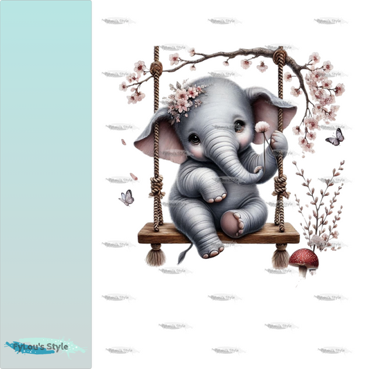 Bügelbild Elefant auf Schaukel #1 Fylou's Style