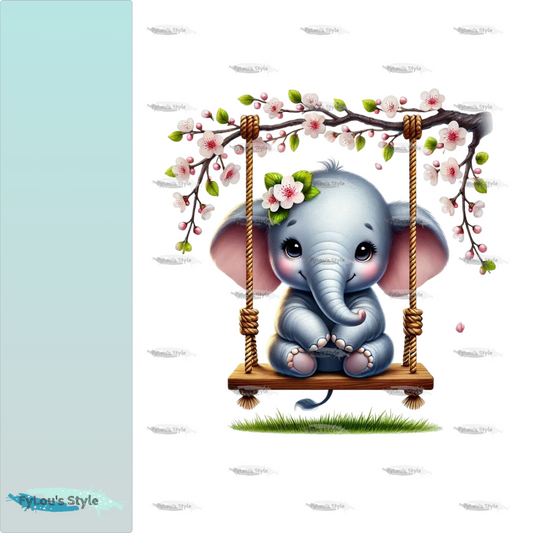 Bügelbild Elefant auf Schaukel #2 Fylou's Style