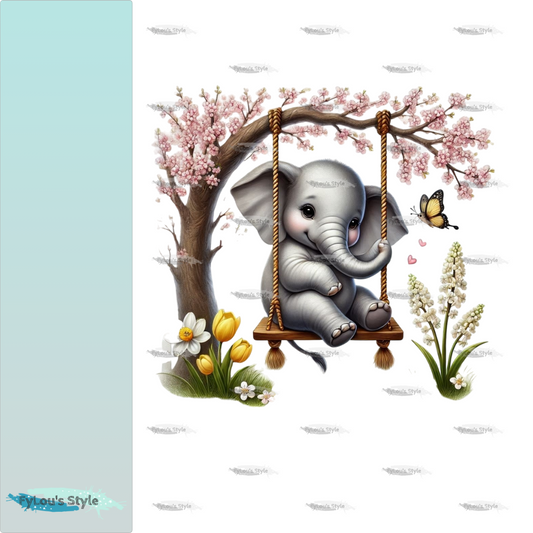 Bügelbild Elefant auf Schaukel #3 Fylou's Style