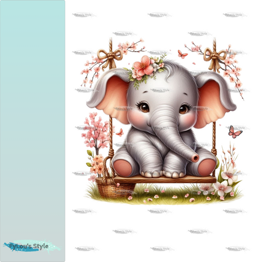 Bügelbild Elefant auf Schaukel #4 Fylou's Style