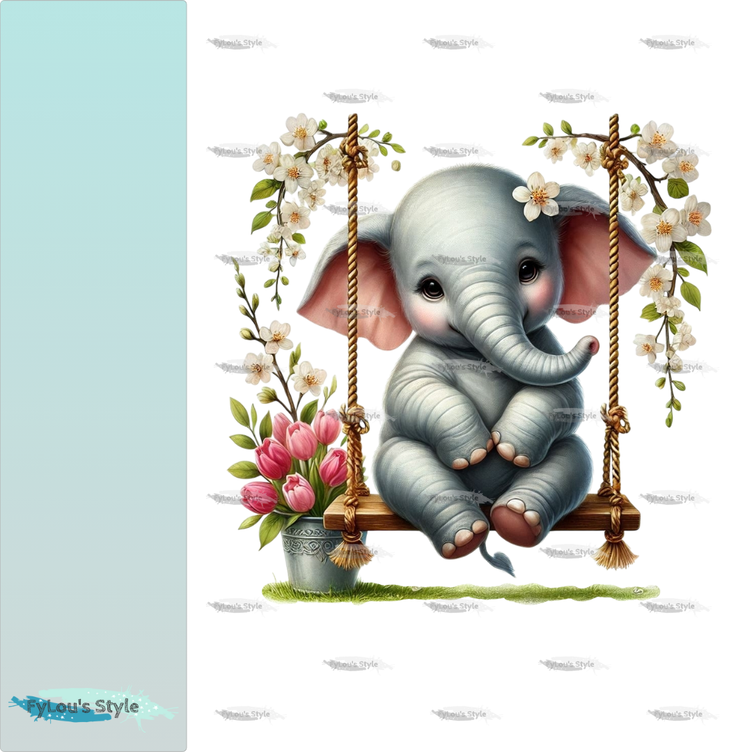 Bügelbild Elefant auf Schaukel #5 Fylou's Style