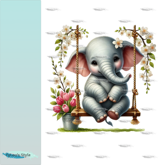 Bügelbild Elefant auf Schaukel #5 Fylou's Style