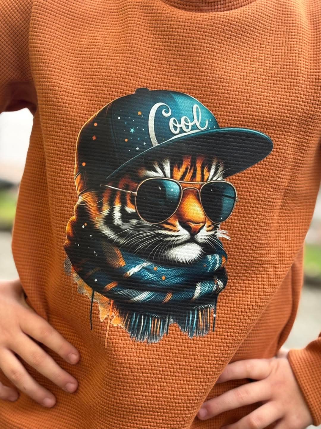 Bügelbild Cool Tiger mit Cap Fylou's Style