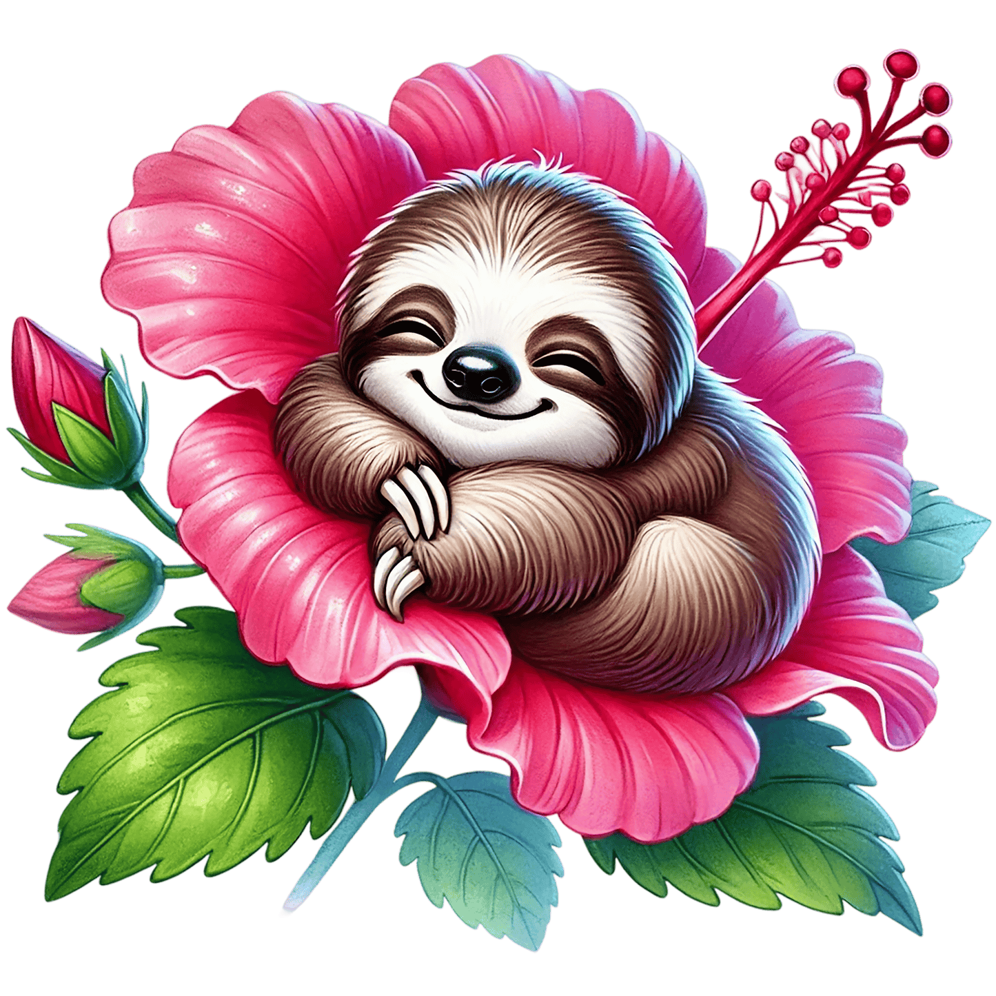 Bügelbild Faultier in Blumenblüte #1 Fylou's Style
