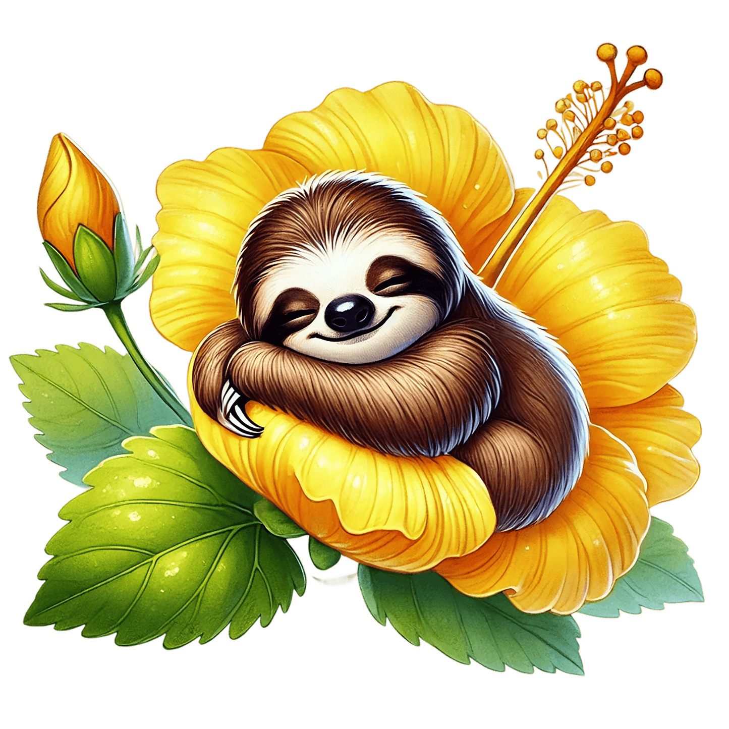 Bügelbild Faultier in Blumenblüte #3 Fylou's Style