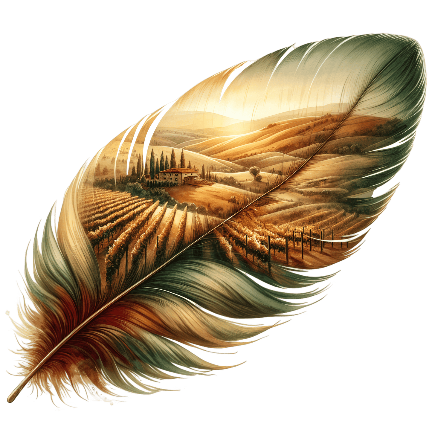 Bügelbild Felder Feder