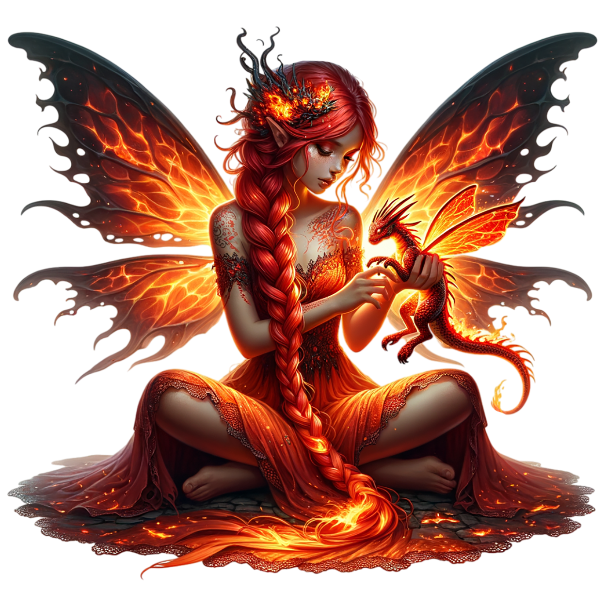 Bügelbild Feuer Drachen Fee #1 Fylou's Style