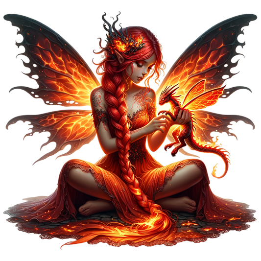 Bügelbild Feuer Drachen Fee #1 Fylou's Style