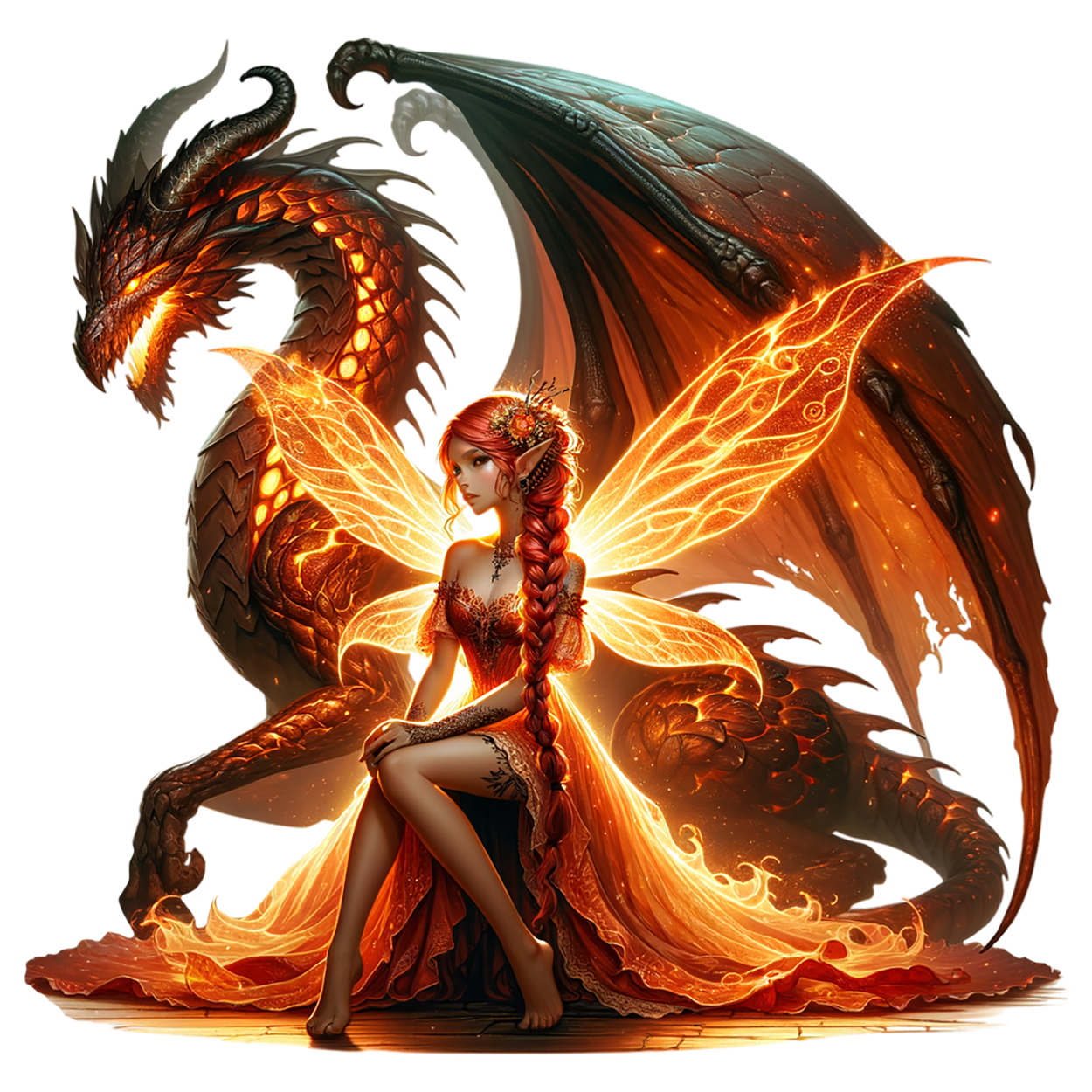 Bügelbild Feuer Drachen Fee #10 Fylou's Style