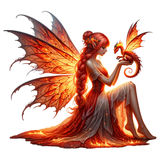 Bügelbild Feuer Drachen Fee #2 Fylou's Style