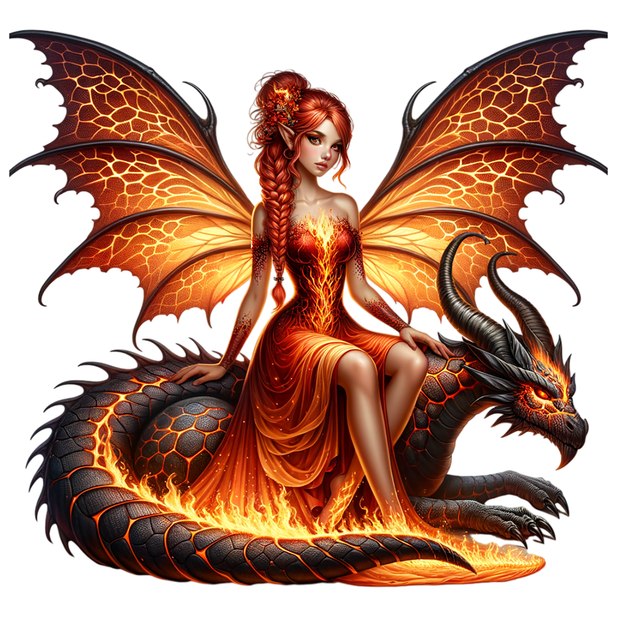 Bügelbild Feuer Drachen Fee #3 Fylou's Style