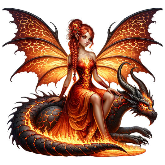 Bügelbild Feuer Drachen Fee #3 Fylou's Style