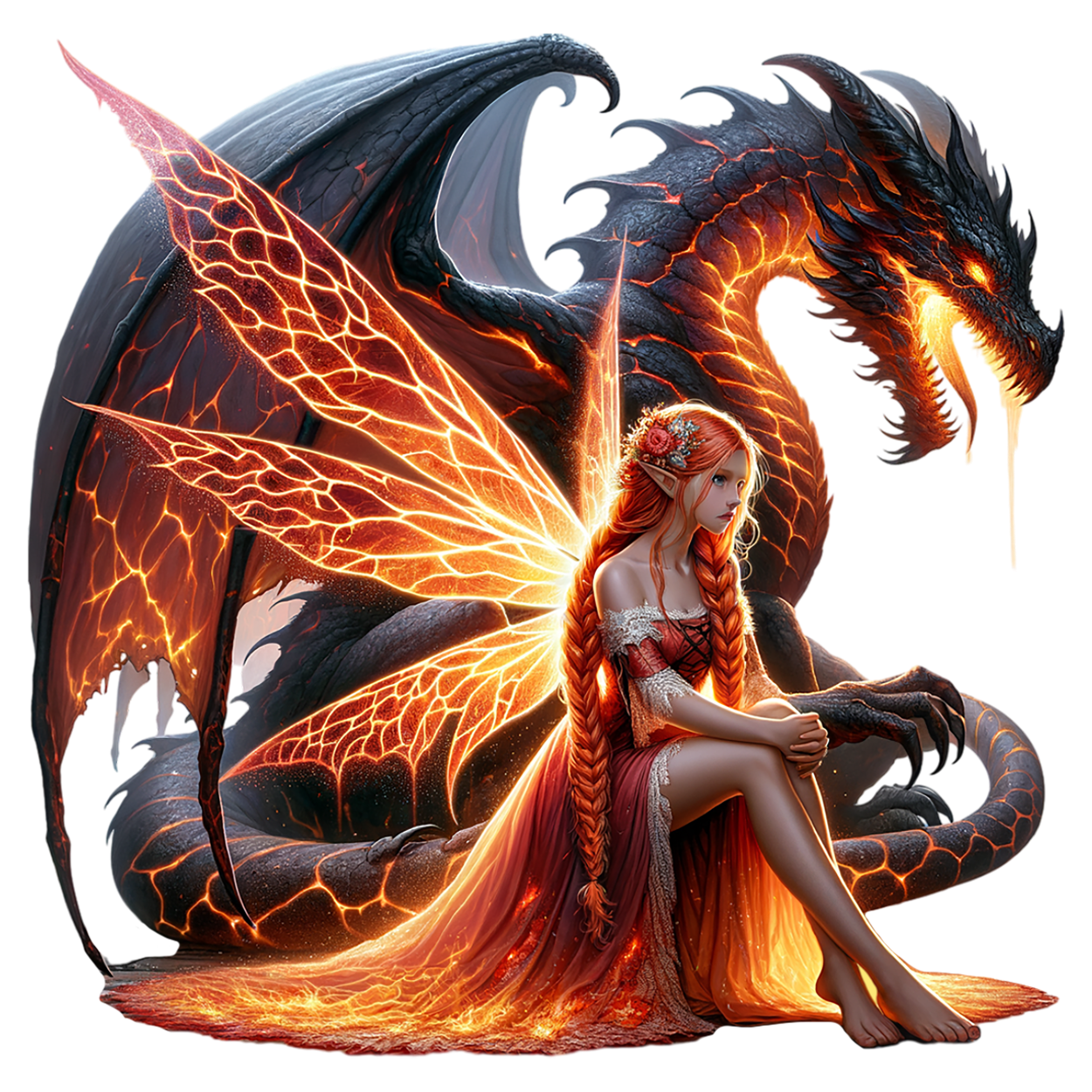 Bügelbild Feuer Drachen Fee #6 Fylou's Style