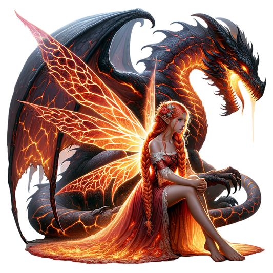 Bügelbild Feuer Drachen Fee #6 Fylou's Style
