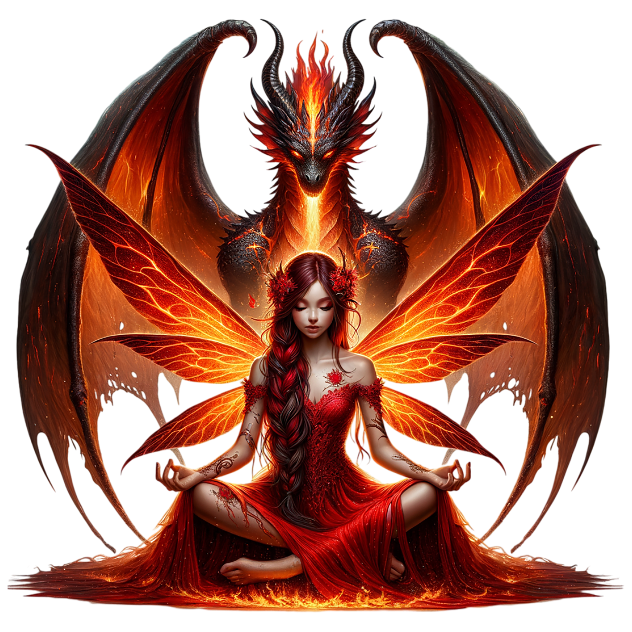 Bügelbild Feuer Drachen Fee #7 Fylou's Style