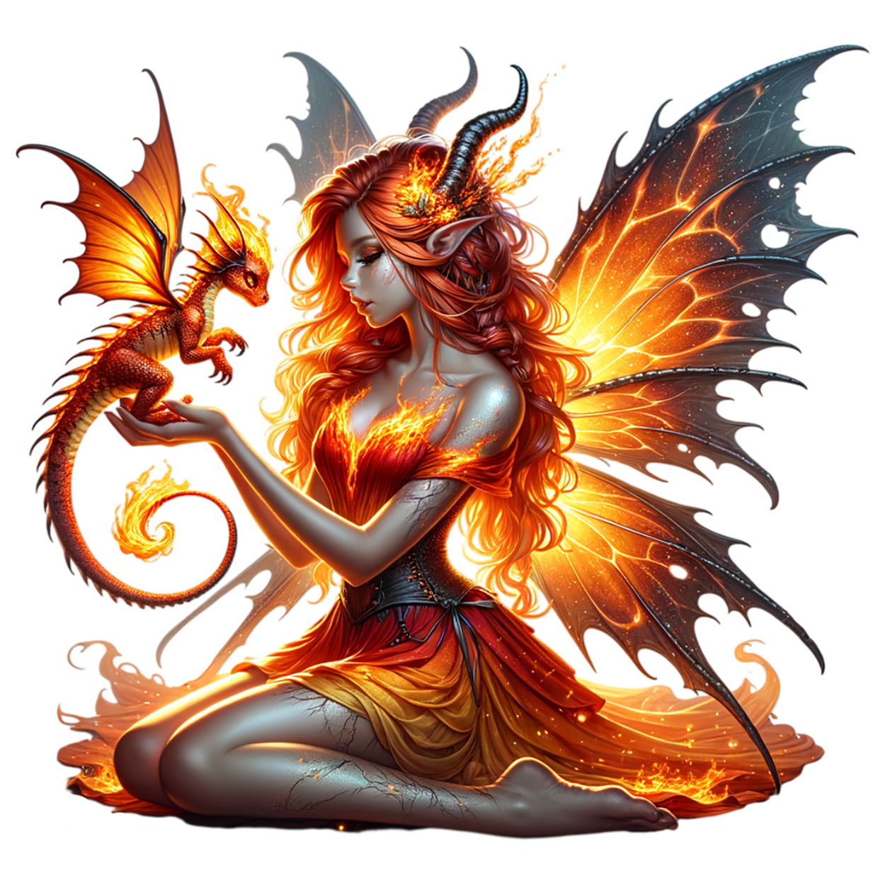 Bügelbild Feuer Drachen Fee #8 Fylou's Style