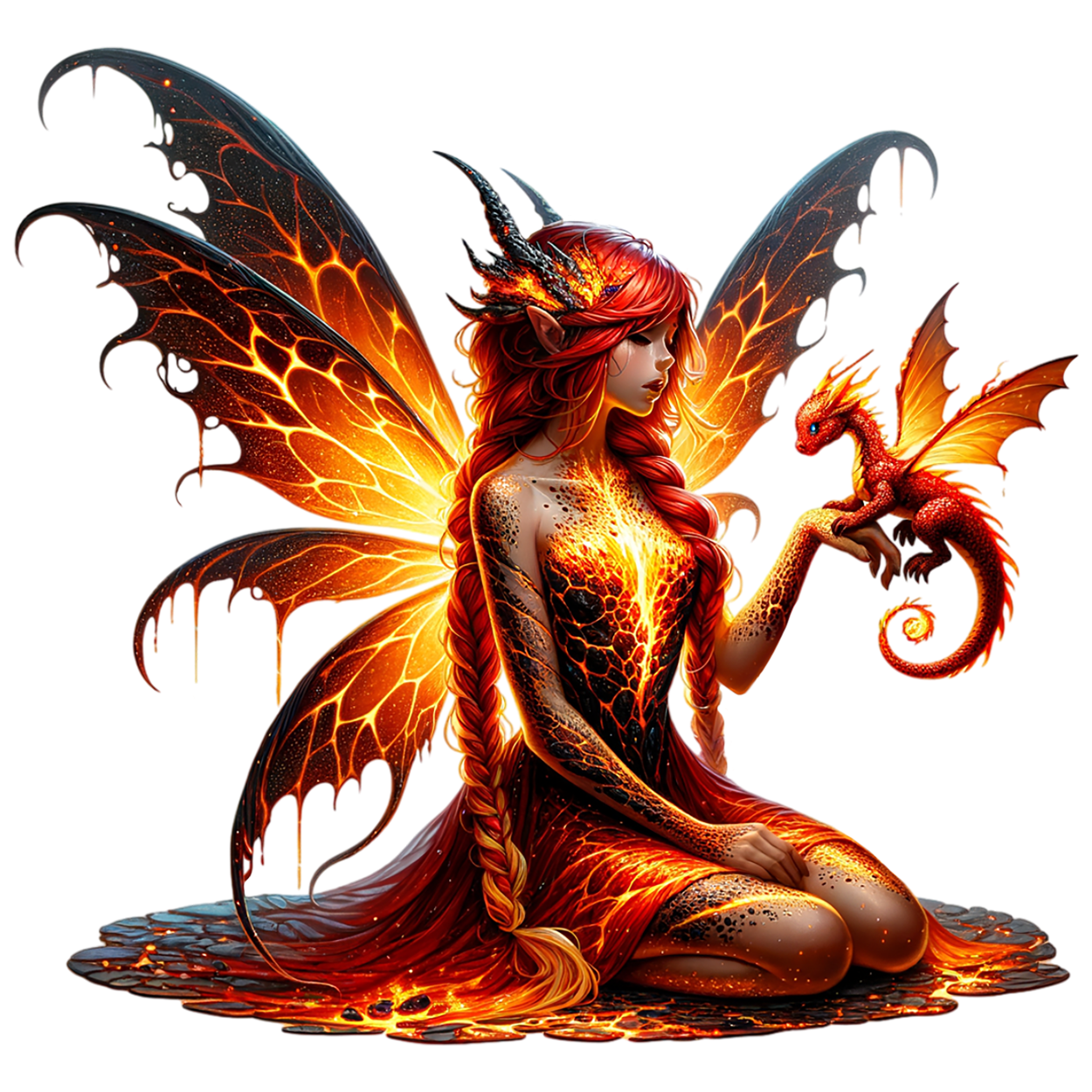 Bügelbild Feuer Drachen Fee #9 Fylou's Style