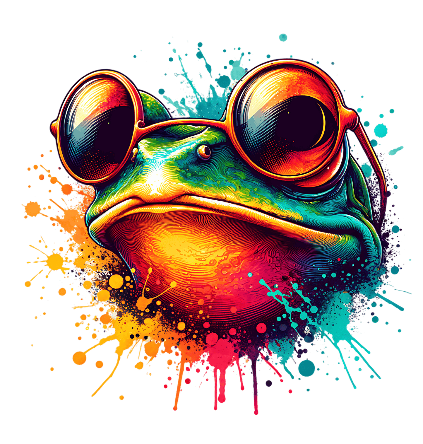 Bügelbild Frosch mit Sonnenbrille