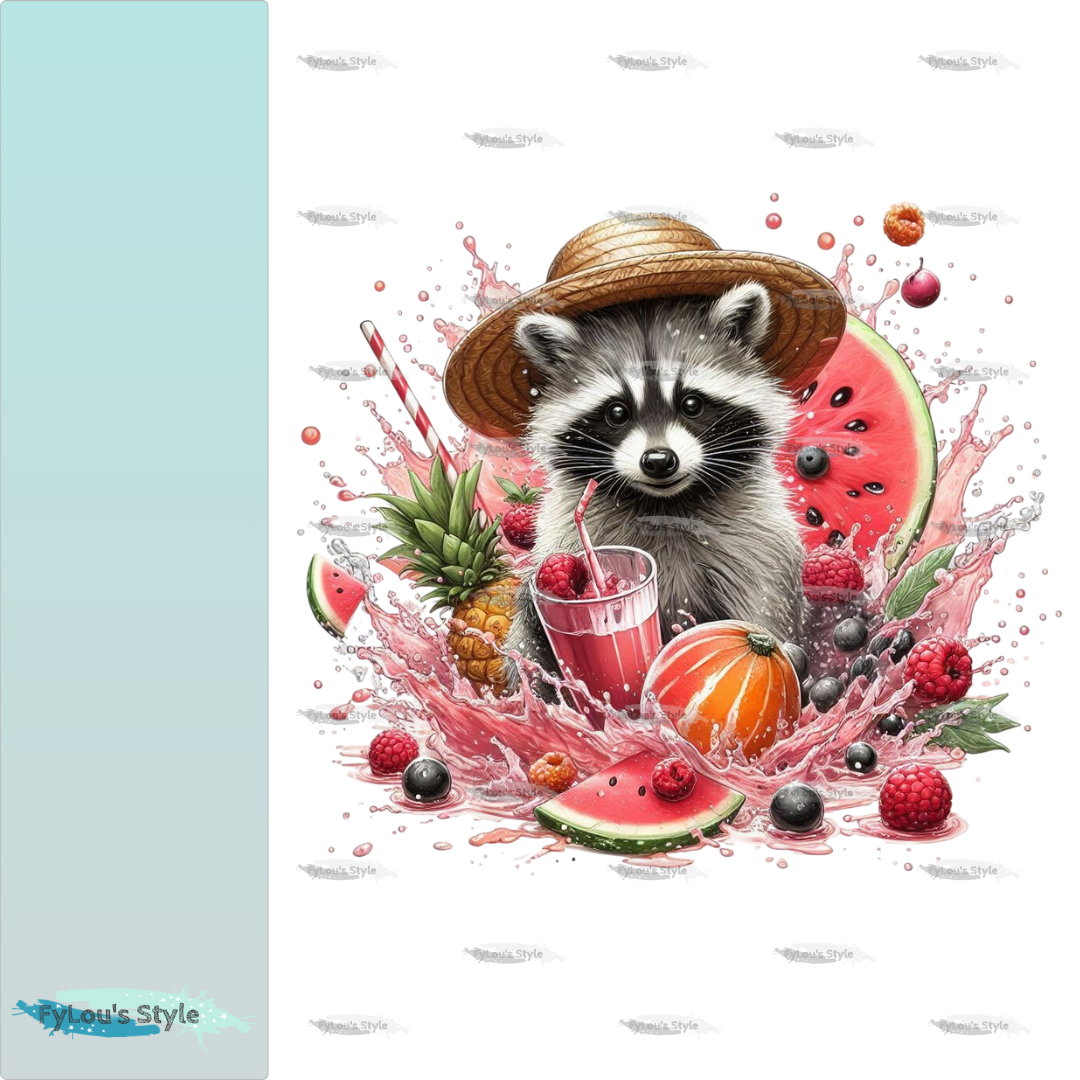 Bügelbild Fruchtiger Waschbär Fylou's Style