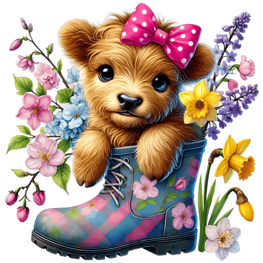 Bügelbild Frühlings Highland Kuh #1 Fylou's Style